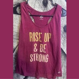 Athletech Women's Maroon Tank Top with Gold Print